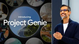 News 19 A user interface of Project Genie generating an interactive 3D world from a text prompt using the Genie 3 model.