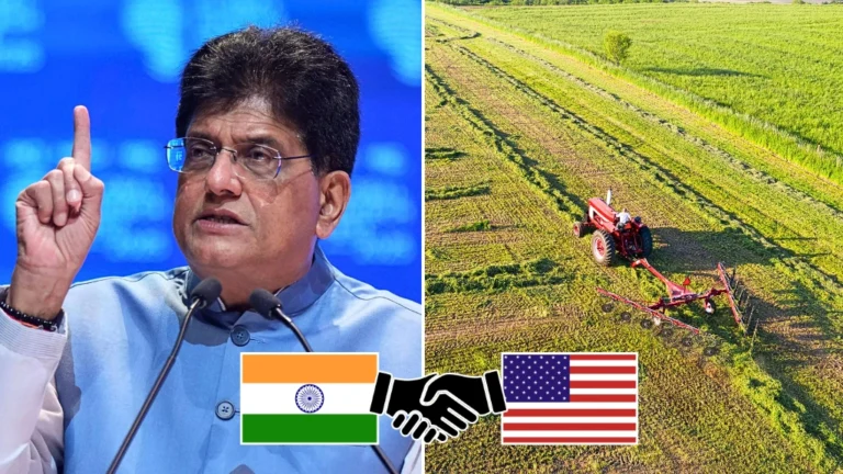 Indian farmers in a field with the focus on agriculture growth and trade deal protections for dairy and rice in 2026.