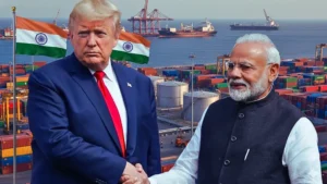 News 13 Prime Minister Modi and President Trump shaking hands on the India-US trade deal that reduced import tariffs to 18%.