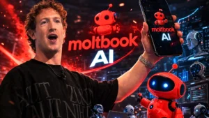 News 9 Meta logo next to the Moltbook AI social network interface to illustrate the Moltbook Acquisition in 2026.