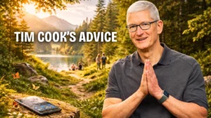 News 4 A person putting away their phone to follow Tim Cook's advice on digital detox and mental health.