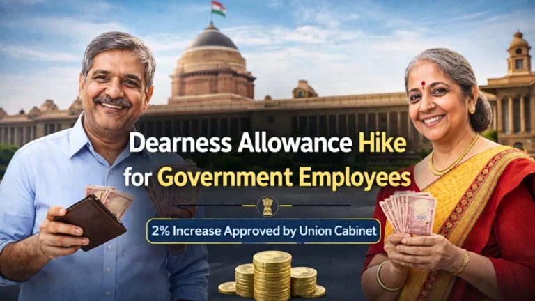 Official announcement of the 2% Dearness Allowance Hike for Indian government employees following the April 2026 Cabinet meeting.
