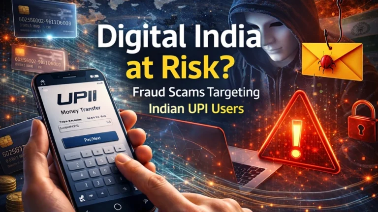 A data chart showing the ₹36,014 crore loss in digital india payment scams and the rise of AI-driven fraud