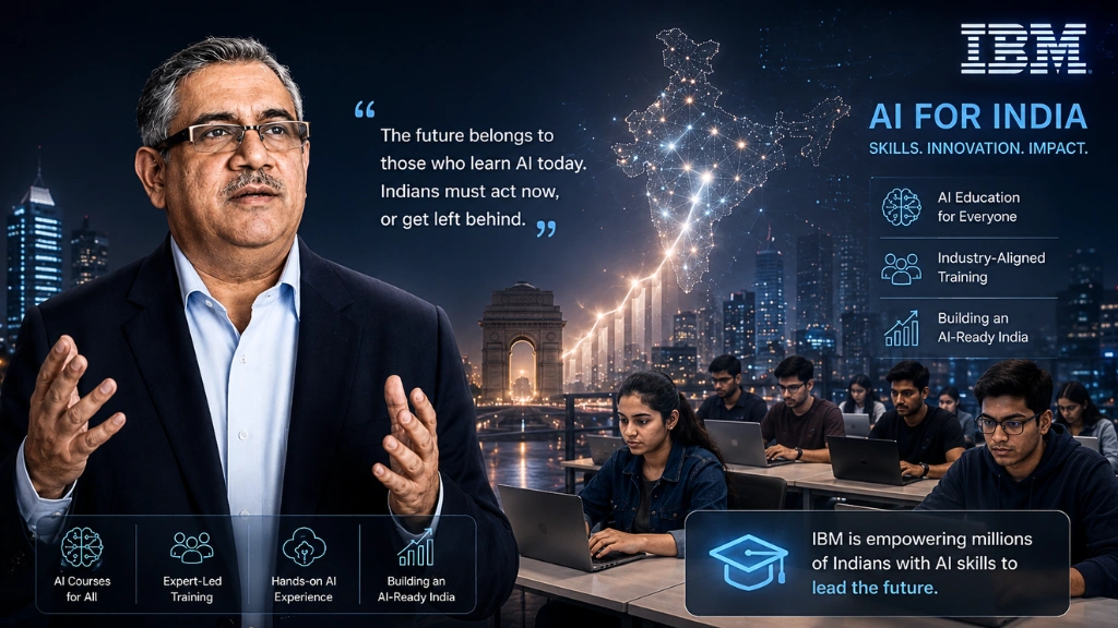 Articoli News - Home 9 IBM India Managing Director Sandip Patel discussing the need for massive workforce reskilling to support India's AI goals in 2026